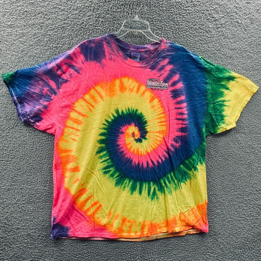 St Augustine Alligator Farm Mens Tie Dye T-Shirt 3XL Peace‎ Love Gators Rainbow